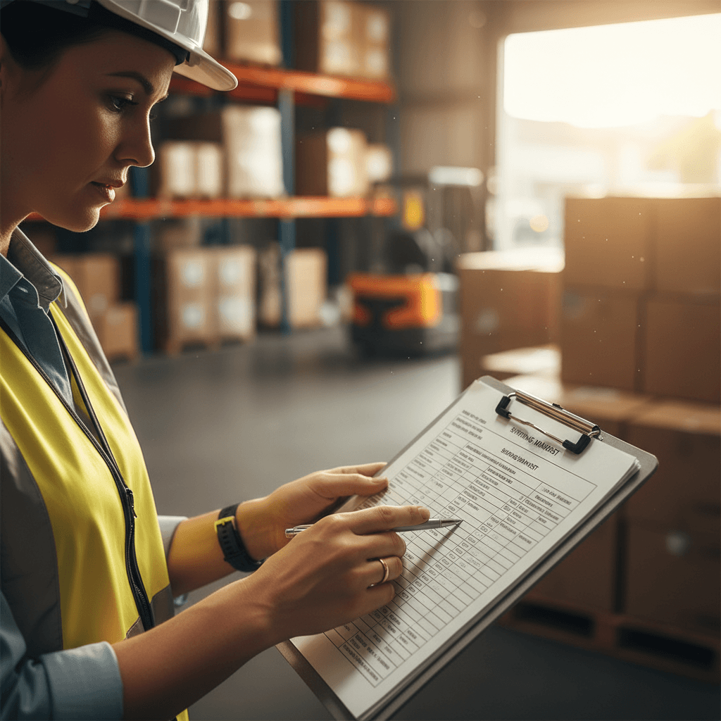 Warehouse manager reviewing shipping documents